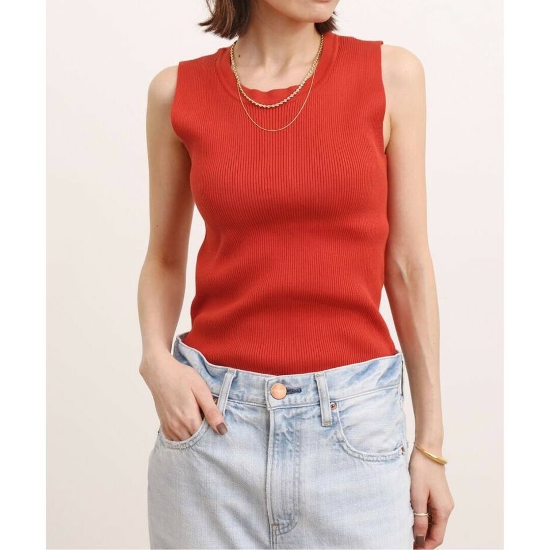 L'Appartement DEUXIEME CLASSE(アパルトモンドゥーズィエムクラス)の今季新品アパルトモン GIZA COTTON NOSLEEVE RIB KNIT レディースのトップス(Tシャツ(半袖/袖なし))の商品写真