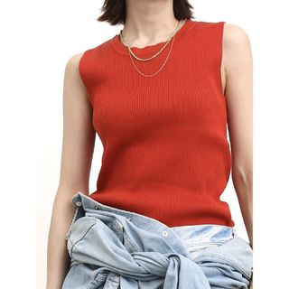 アパルトモンドゥーズィエムクラス(L'Appartement DEUXIEME CLASSE)の今季新品アパルトモン GIZA COTTON NOSLEEVE RIB KNIT(Tシャツ(半袖/袖なし))