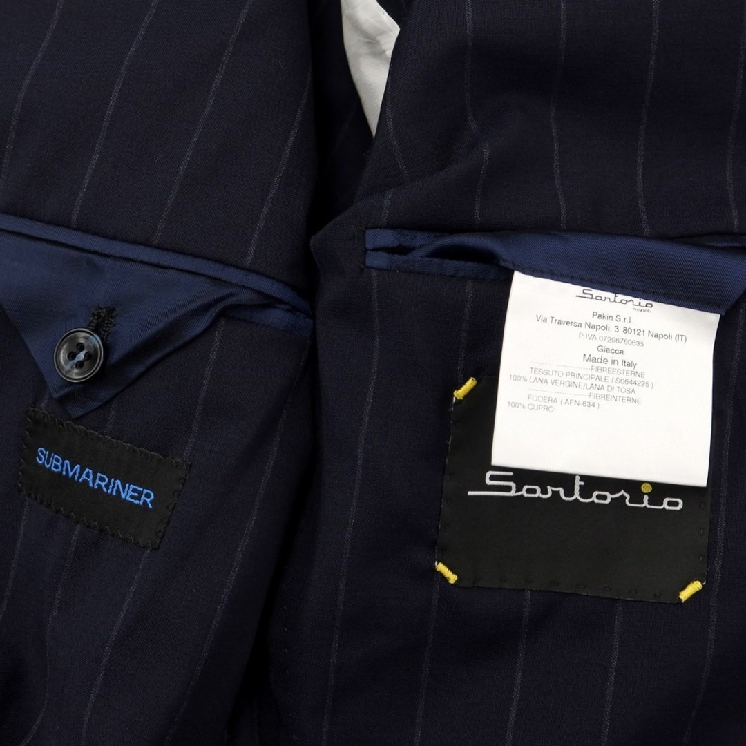 サルトリオ Sartorio SUBMARINER ウール ストライプ 3B テーラードジャケット ネイビーxグレー【サイズ50】【メンズ】 6