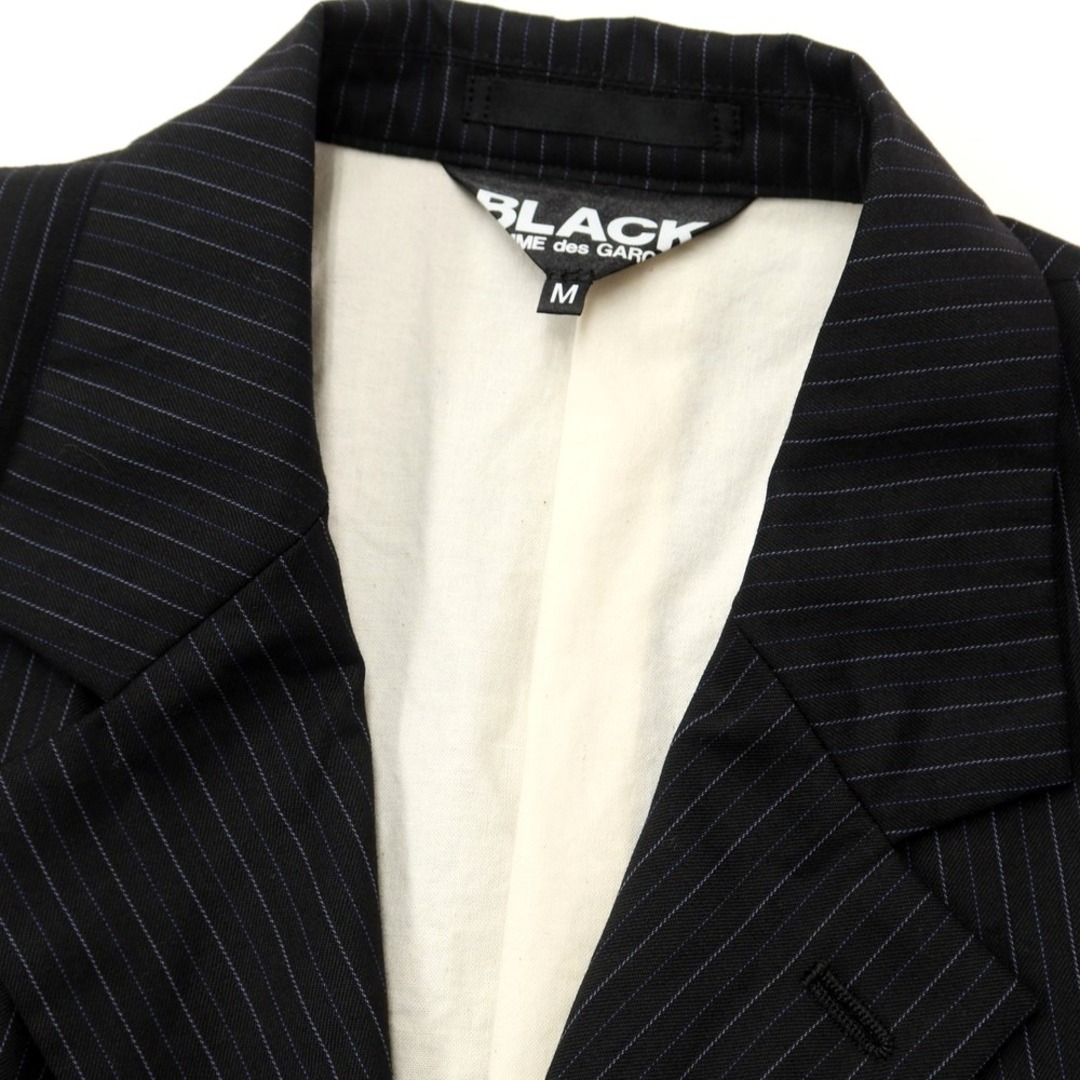 人気ブランドの新作 【未使用】ブラックコムデギャルソン BLACK COMME des GARCONS ポリエステルウール ストライプ テーラードジャケット ブラックxブルー【サイズM】【メンズ】