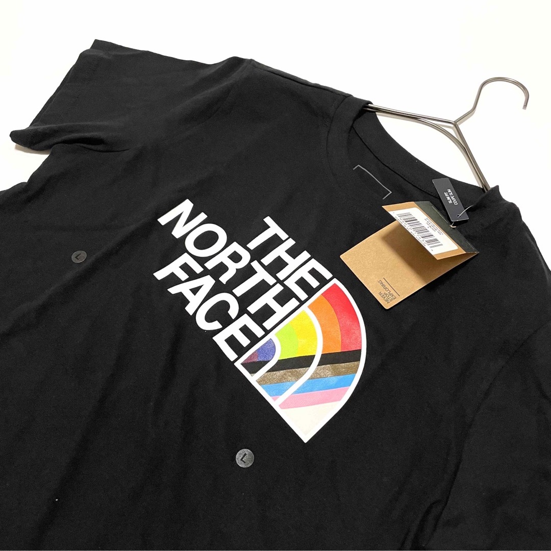 THE NORTH FACE(ザノースフェイス)の【新品】US-L ノースフェイス 半袖 Tシャツ ハーフドーム レインボー 黒 レディースのトップス(Tシャツ(半袖/袖なし))の商品写真