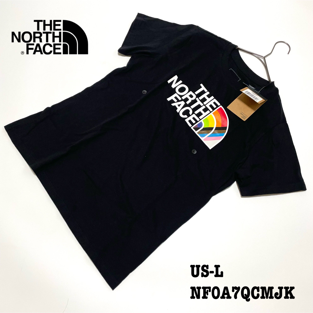 THE NORTH FACE(ザノースフェイス)の【新品】US-L ノースフェイス 半袖 Tシャツ ハーフドーム レインボー 黒 レディースのトップス(Tシャツ(半袖/袖なし))の商品写真