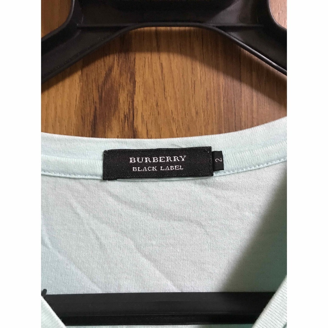 BURBERRY BLACK LABEL(バーバリーブラックレーベル)のバーバリーブラックレーベル　Vネック半袖tシャツ　サイズ2  オーシャンブルー メンズのトップス(Tシャツ/カットソー(半袖/袖なし))の商品写真