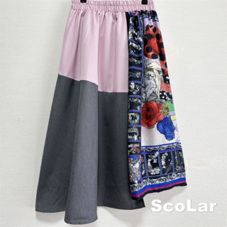 スカラー(ScoLar)の【ScoLar】スカラー ネコキノコ スカーフ柄切替 スカート タグ付未使用(ロングスカート)