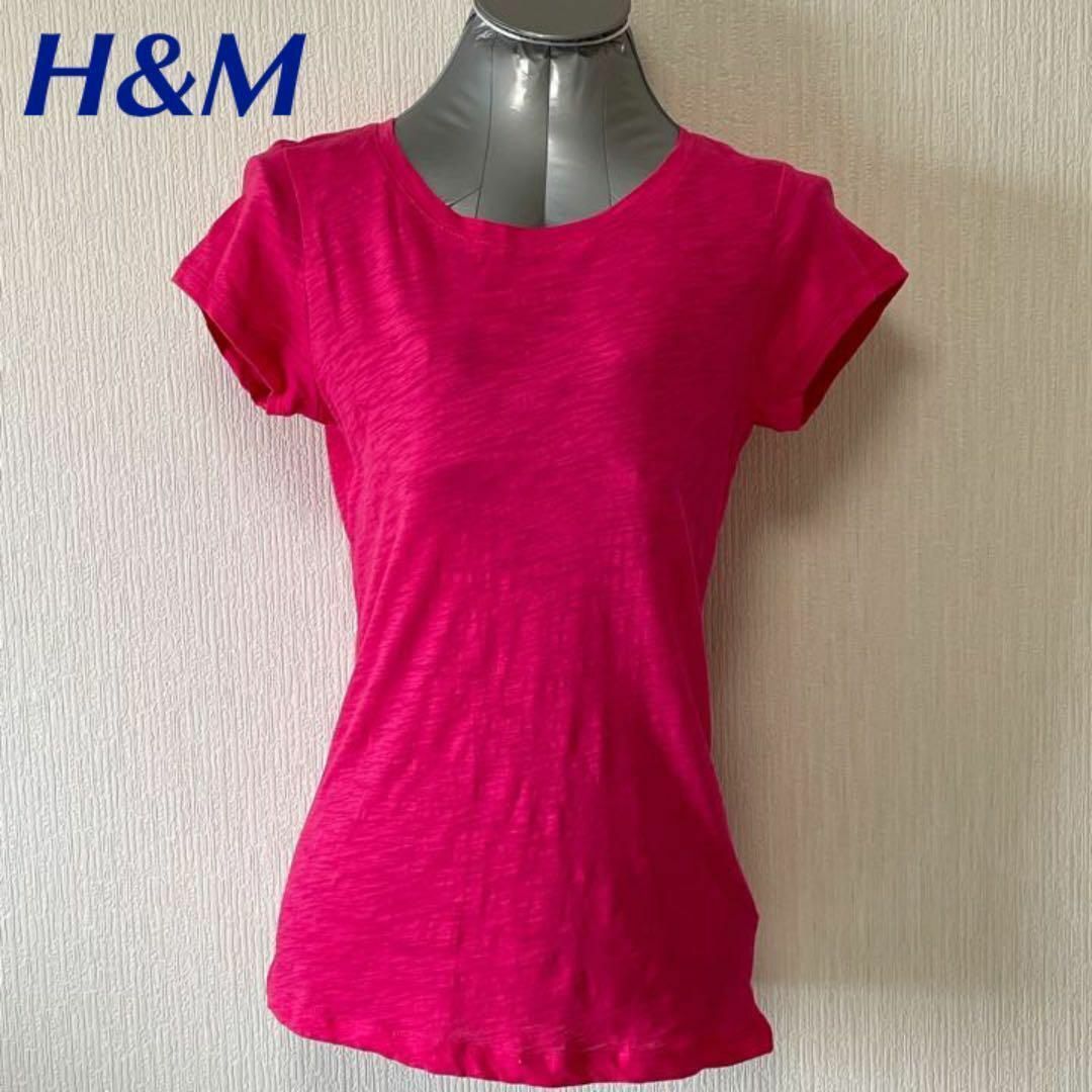 H&M(エイチアンドエム)のH&M ピンク Tシャツ ショート袖 薄手生地 レディースのトップス(Tシャツ(半袖/袖なし))の商品写真