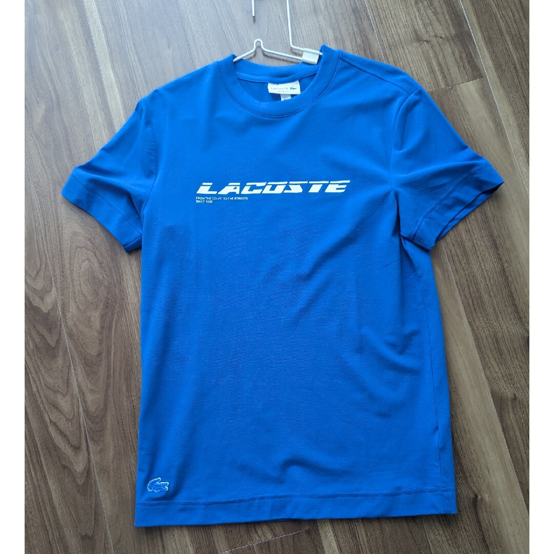 ラコステ エコ鹿の子地グラフィックネームロゴTシャツ ブルー 青