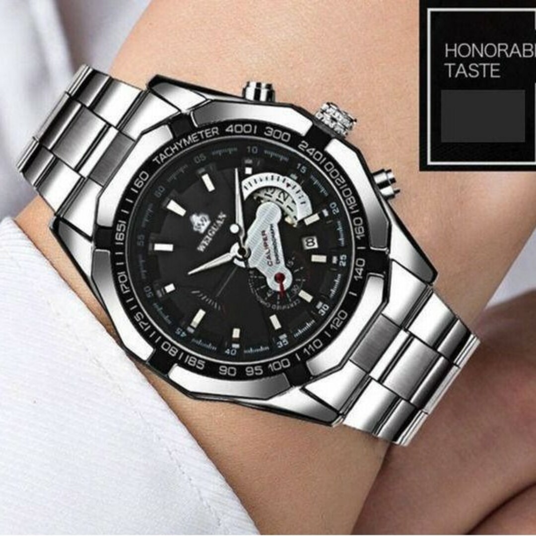 新品 クロノグラフ デユアル WEIGUAN 腕時計ラグジュアリーステンレス 黒 その他のその他(その他)の商品写真
