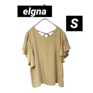 elgna エルガナ　トップス　ブラウス　半袖　イエロー　リボン　フリル　S(シャツ/ブラウス(半袖/袖なし))