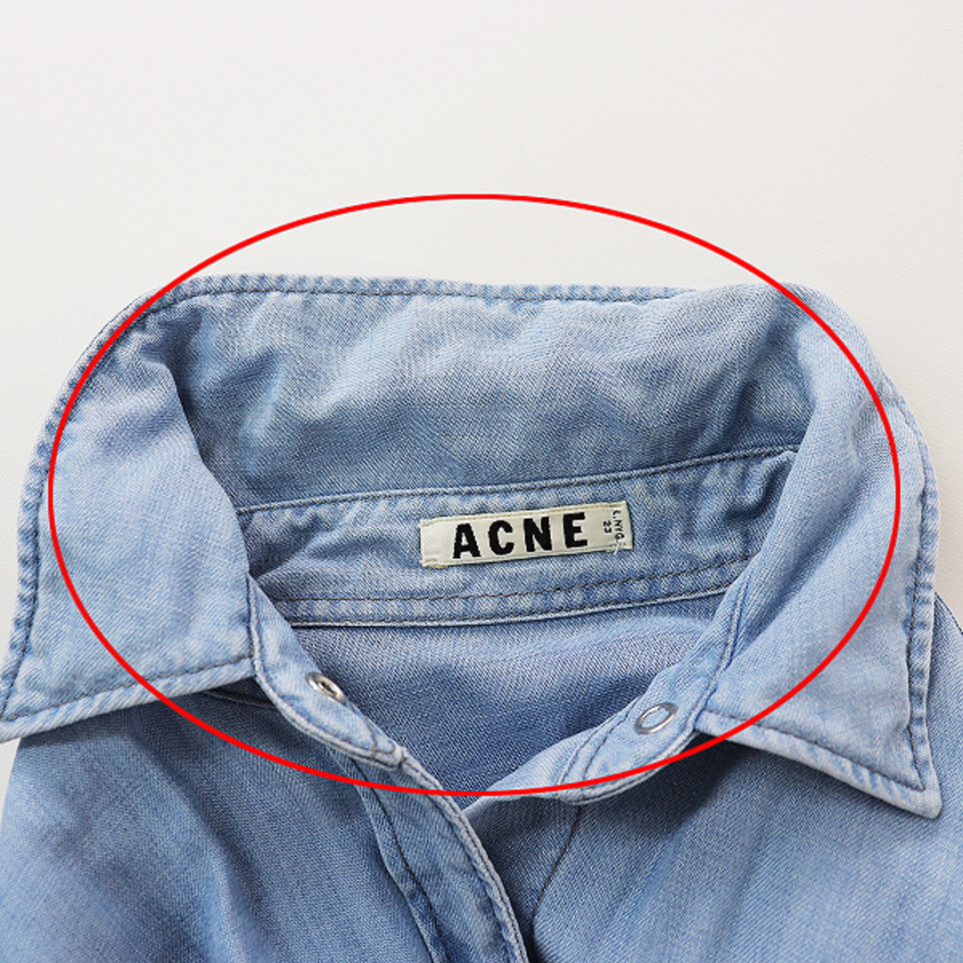 Acne Studilos アクネストゥディオズ デニムシャツ 32/サックスブルー スナップボタン 比翼【2400013411806】 9