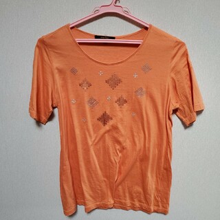 escheオレンジTシャツ　サイズ40 中古身幅約４5丈約５6.5(Tシャツ(半袖/袖なし))