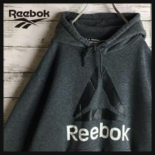 リーボック(Reebok)の【ゆるだぼ】リーボック☆センターデカロゴパーカー　人気Lサイズ　裏起毛　A165(パーカー)