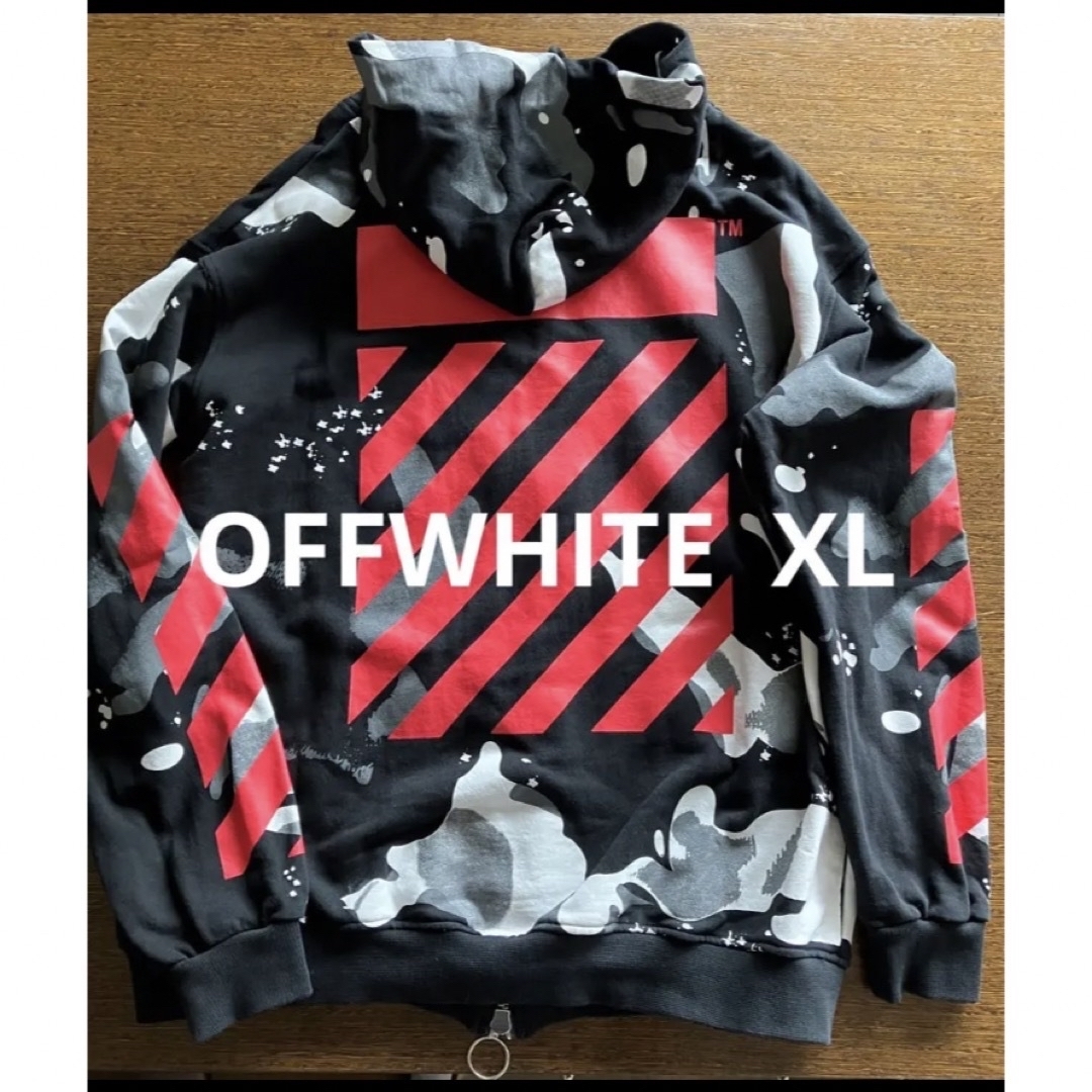 新品 Off-Whiteパーカー-黒 XL