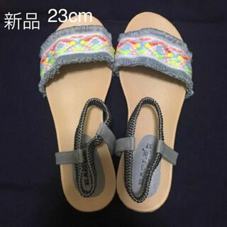 カラフル 刺繍 サンダル 23センチ(サンダル)