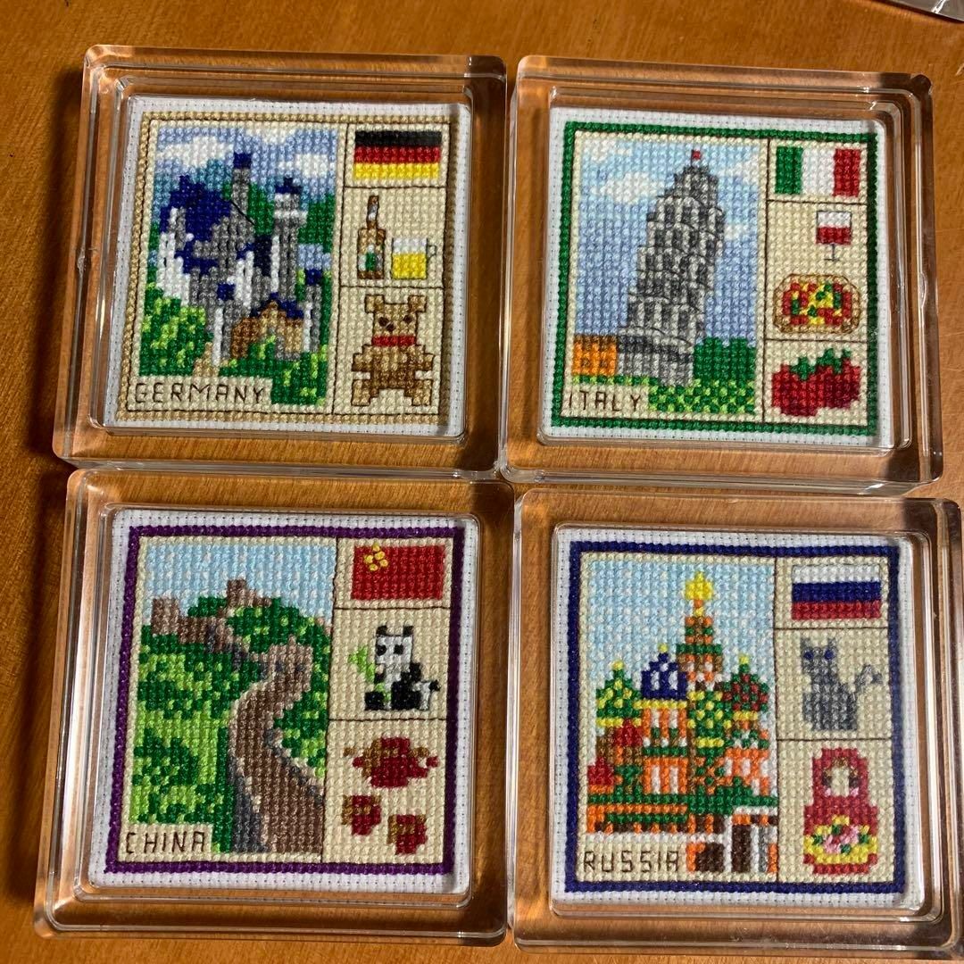 ハンドメイド 世界を旅するコースター クロスステッチ完成品 | mdh.com.sa