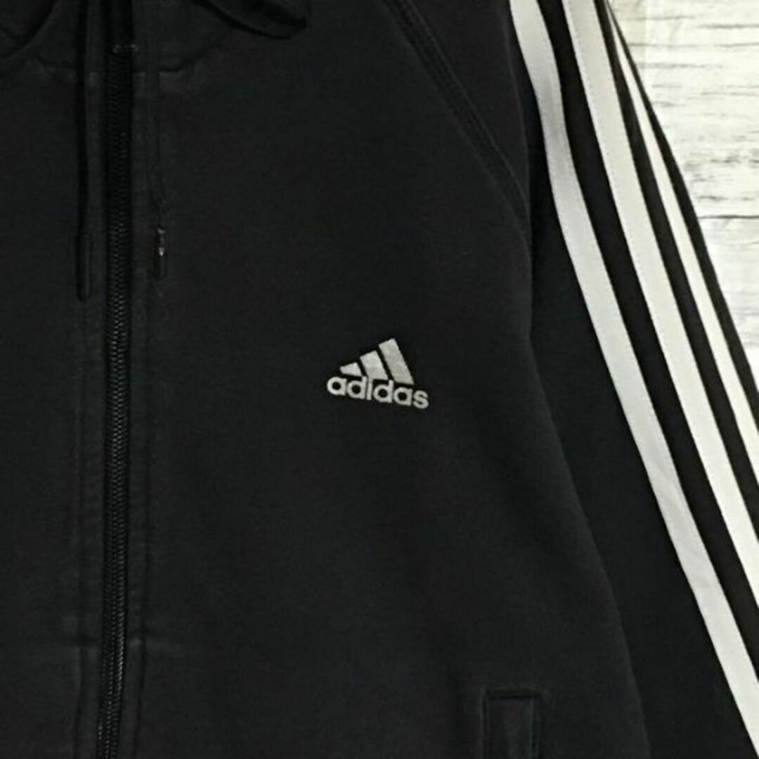 adidas(アディダス)の【最高の色落ち】アディダス☆ロゴ入りジップパーカー　人気Lサイズ　裏起毛　H40 レディースのトップス(パーカー)の商品写真