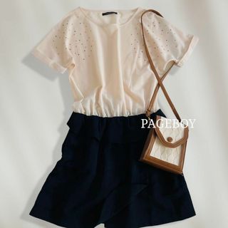 ページボーイ(PAGEBOY)の【人気♡】　ページボーイ　アリシア　映えスタッズフリル切替ワンピース　大人上品(ひざ丈ワンピース)