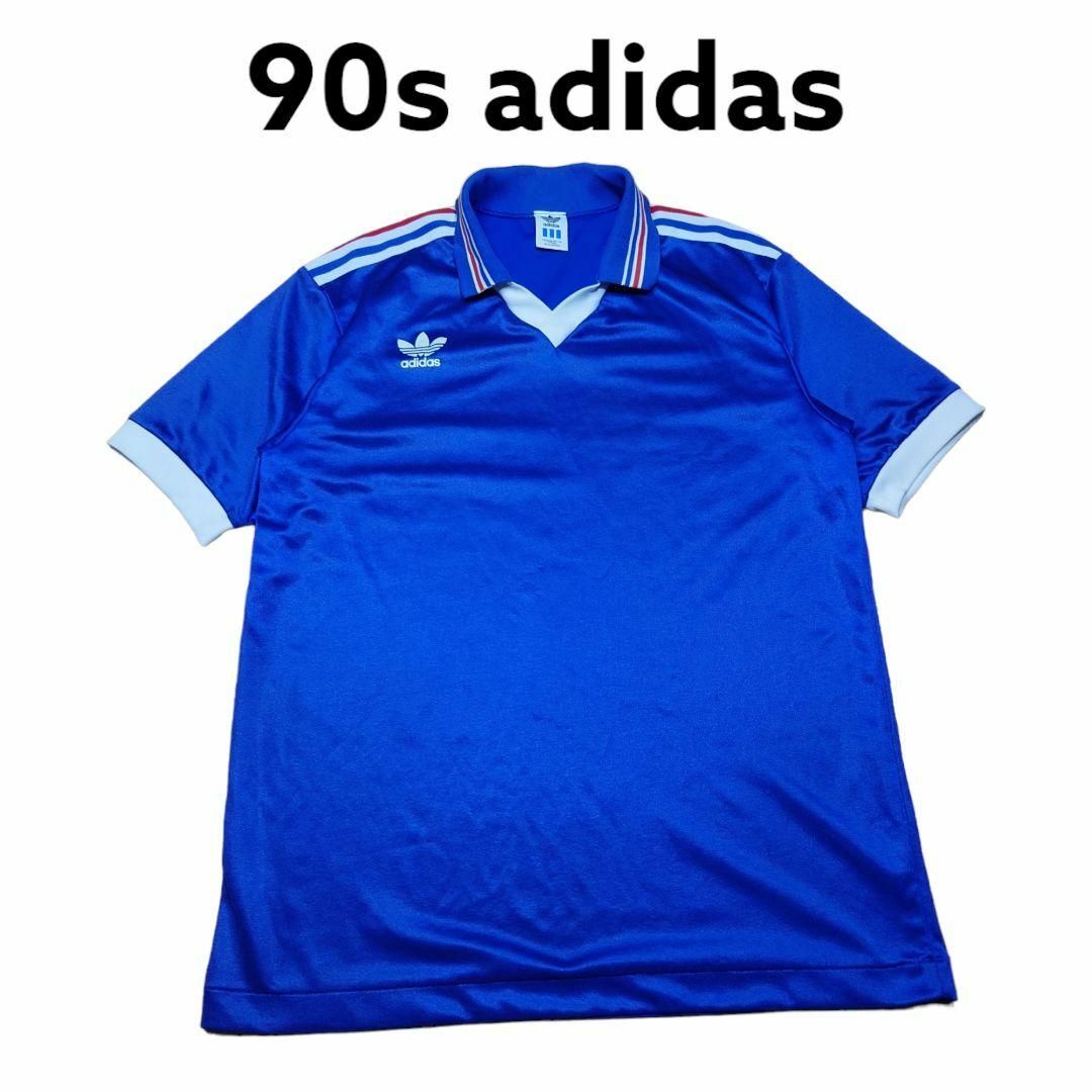 90s adidas　襟付きゲームシャツ　　アディダス　デサント製　3ライン