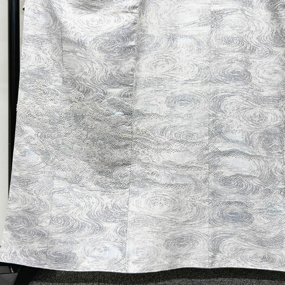 刺繍 紬 渦に波の付け下げ 着物