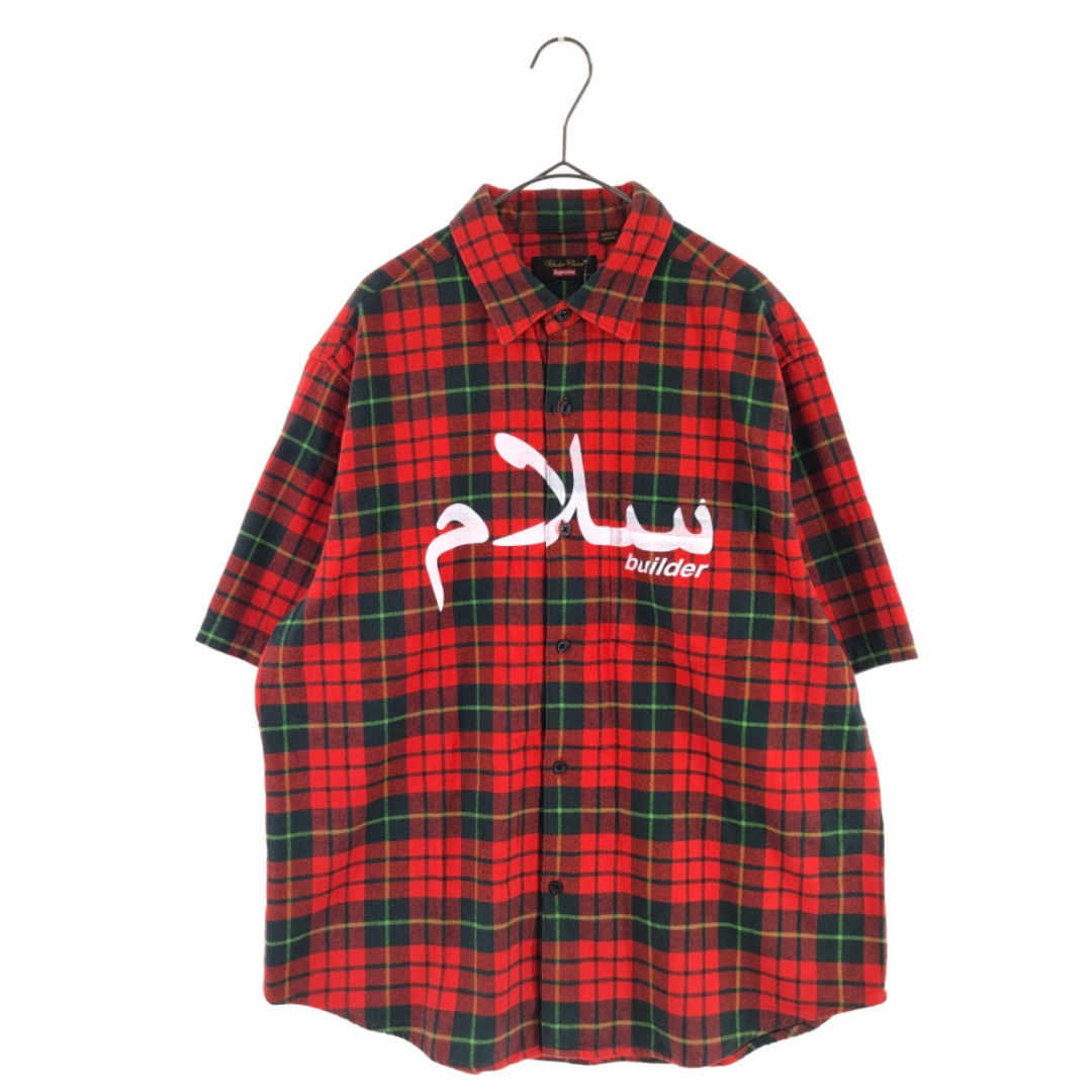 SUPREME シュプリーム 23SS ×UNDERCOVER S/S Flannel Shirt アラビックロゴプリントフランネル半袖チェックシャツ レッド アンダーカバー