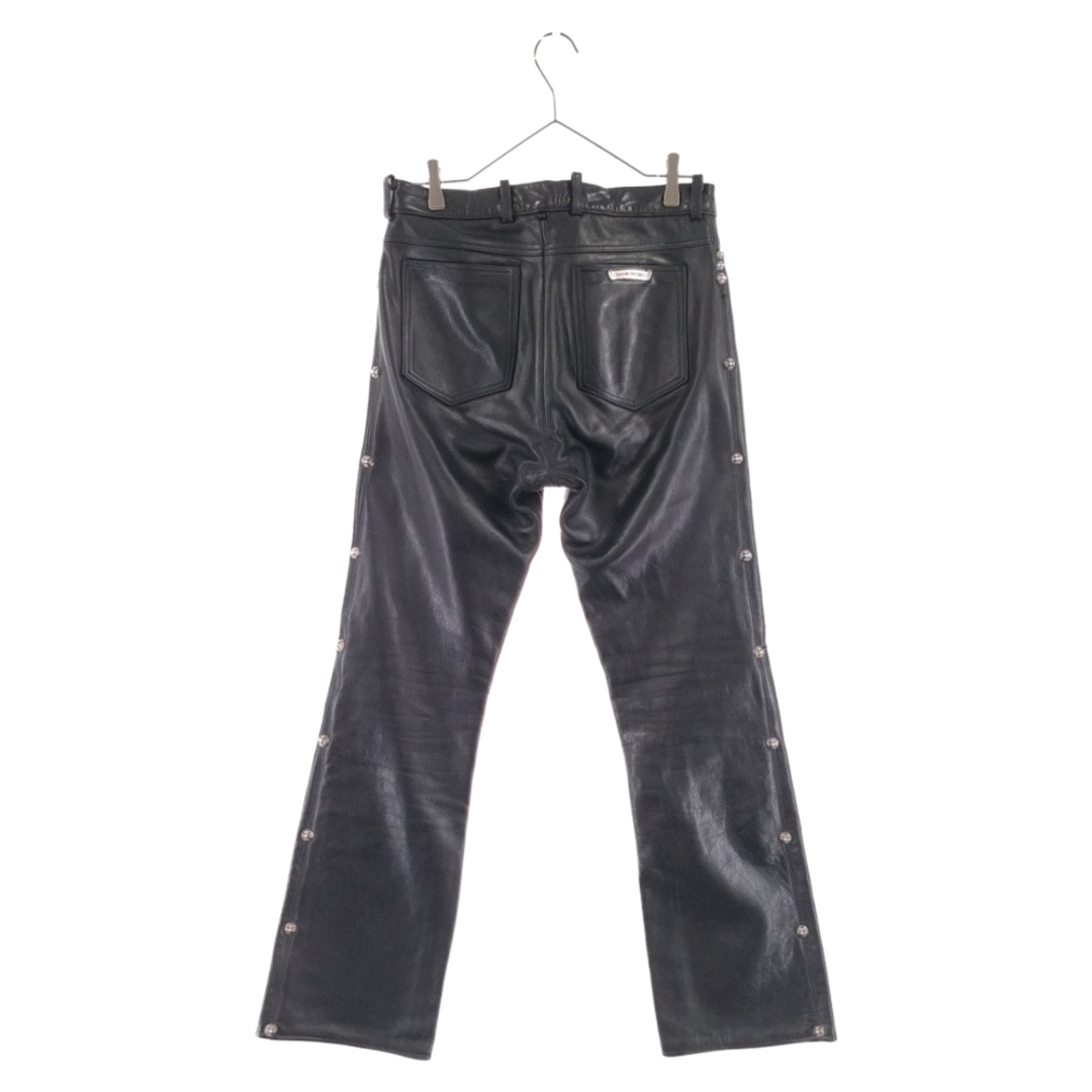 CHROME HEARTS クロムハーツ FLRL CRS HRT フローラル ハート CRS LTHR PANTS クロスボール ボタンフレアニー クロスパッチ レザーロングパンツ ブラック 1