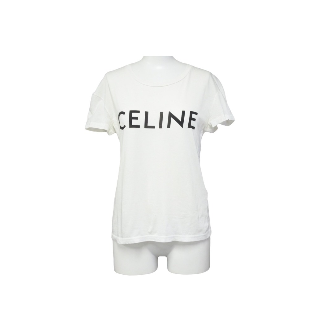 CELINE セリーヌ 半袖Tシャツ ブランドロゴ X237370E ポルトガル製 コットン ホワイト ブラック サイズXS 美品  51939