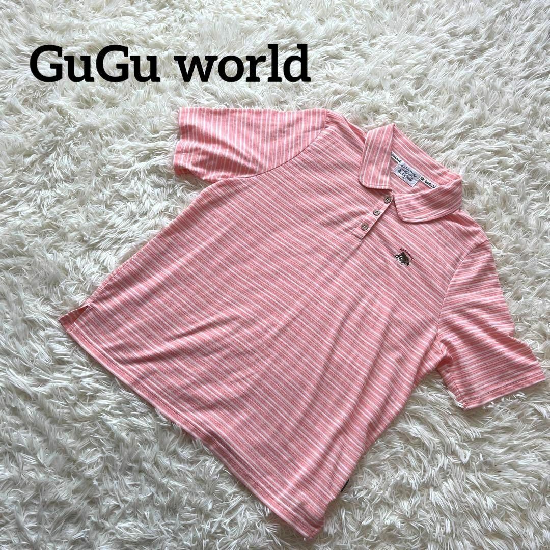 GuGu world 3L 大きいサイズ　ピンク　半袖　ボーダー　かわいい レディースのトップス(Tシャツ(半袖/袖なし))の商品写真