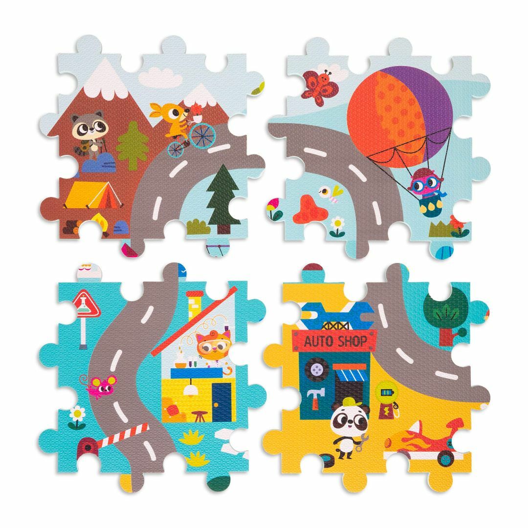 B. toys パズルマット タウンマップ 子供用プレイマット 道路地図つき 1 5