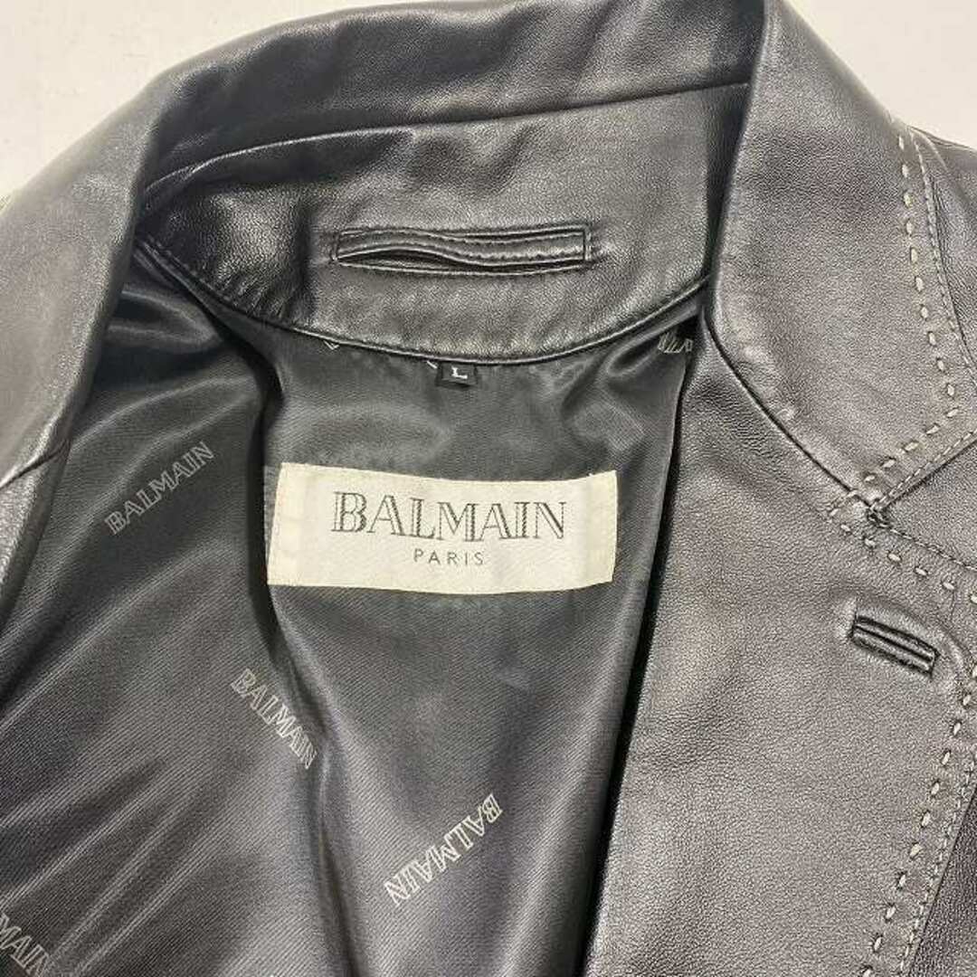 バルマン BALMAIN 羊革 ラムレザー テーラードジャケット アウター