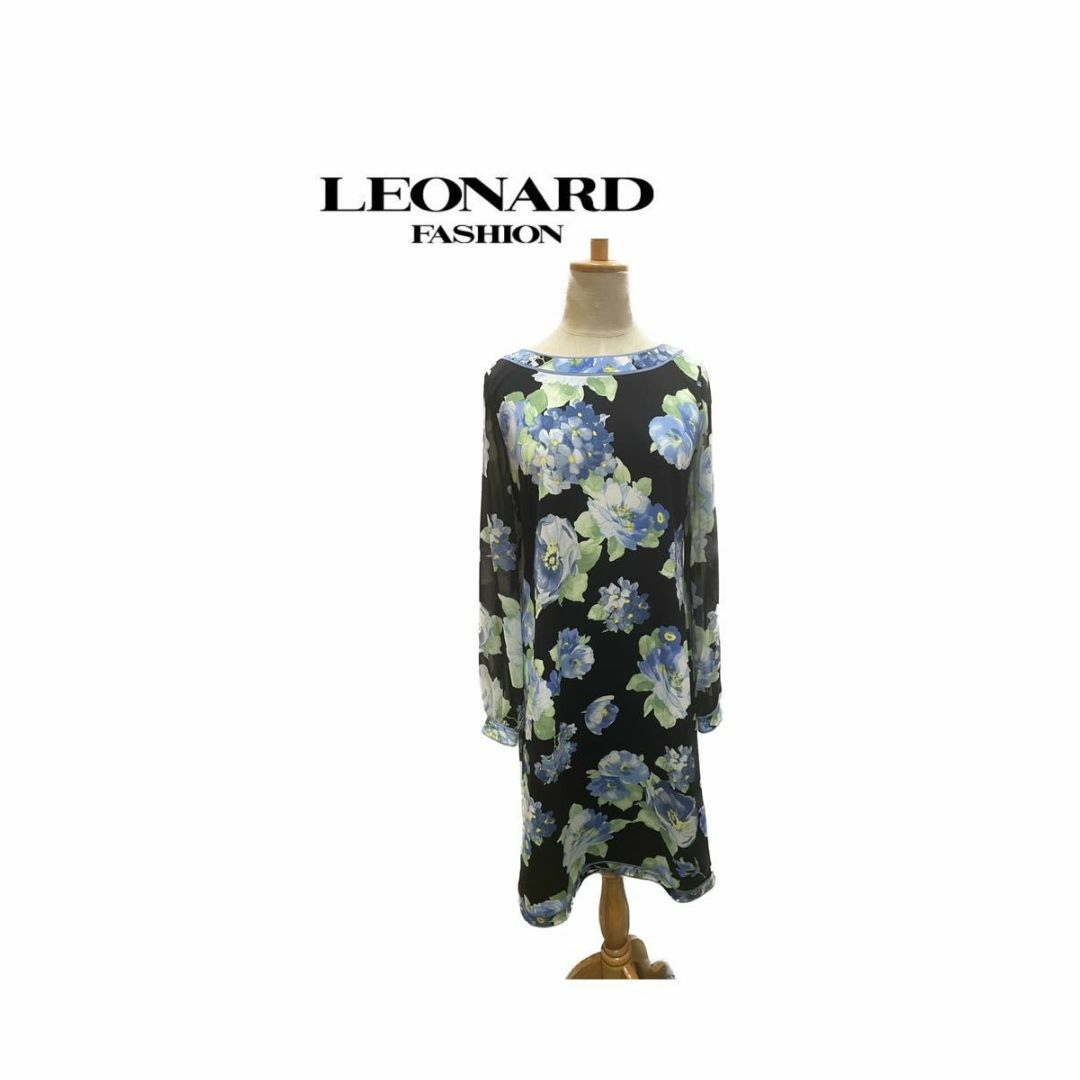 未使用 展示品 197225 LEONARD レオナール ワンピース 花柄 黒