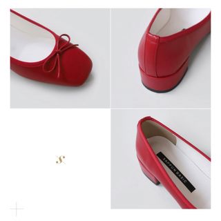 【完売品】Selines リボン フラットシューズ　1cm RED(バレエシューズ)