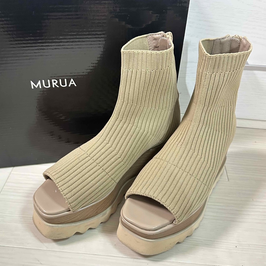 MURUA  デザインウエッジソックブーツ