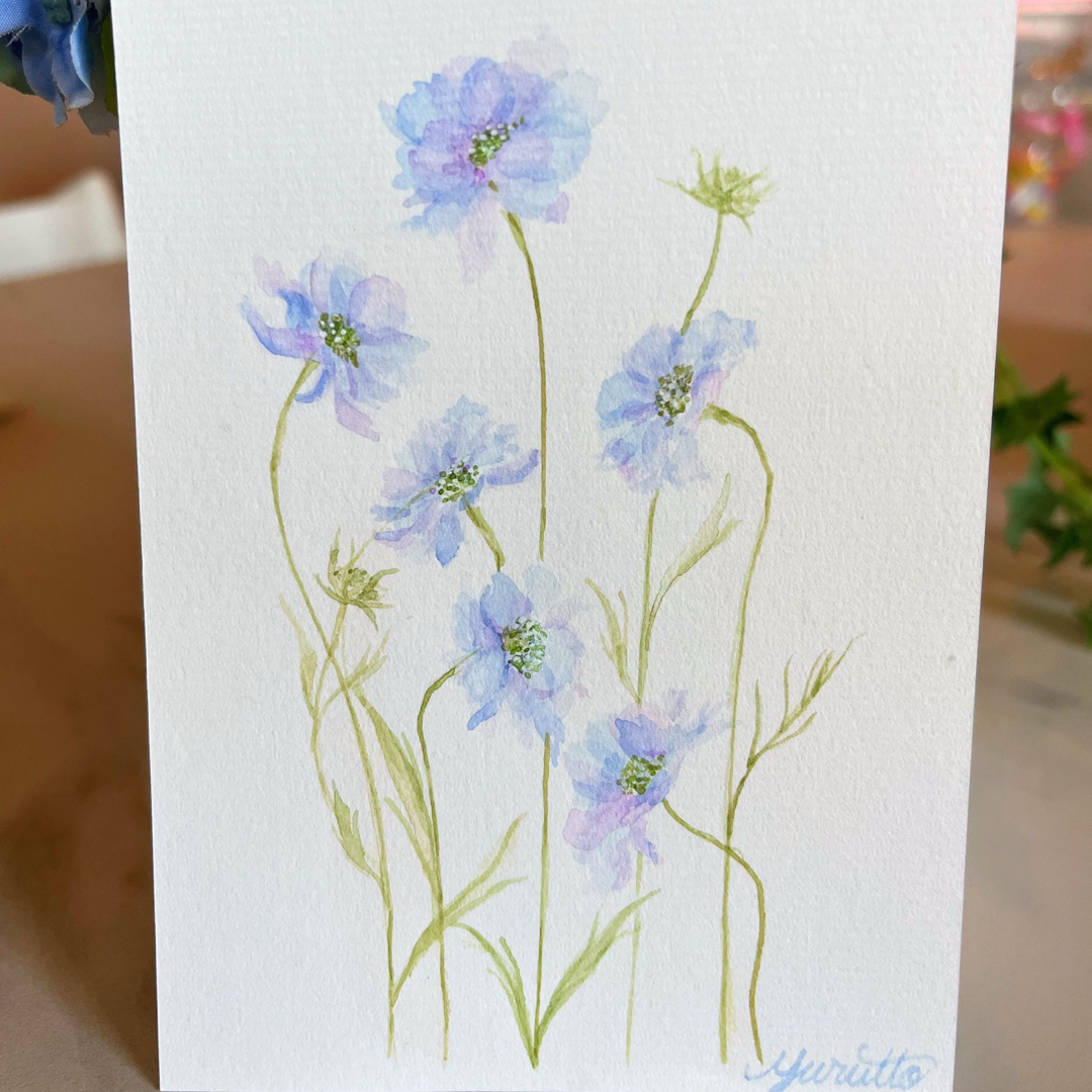 水彩画 絵画 原画『青い花』