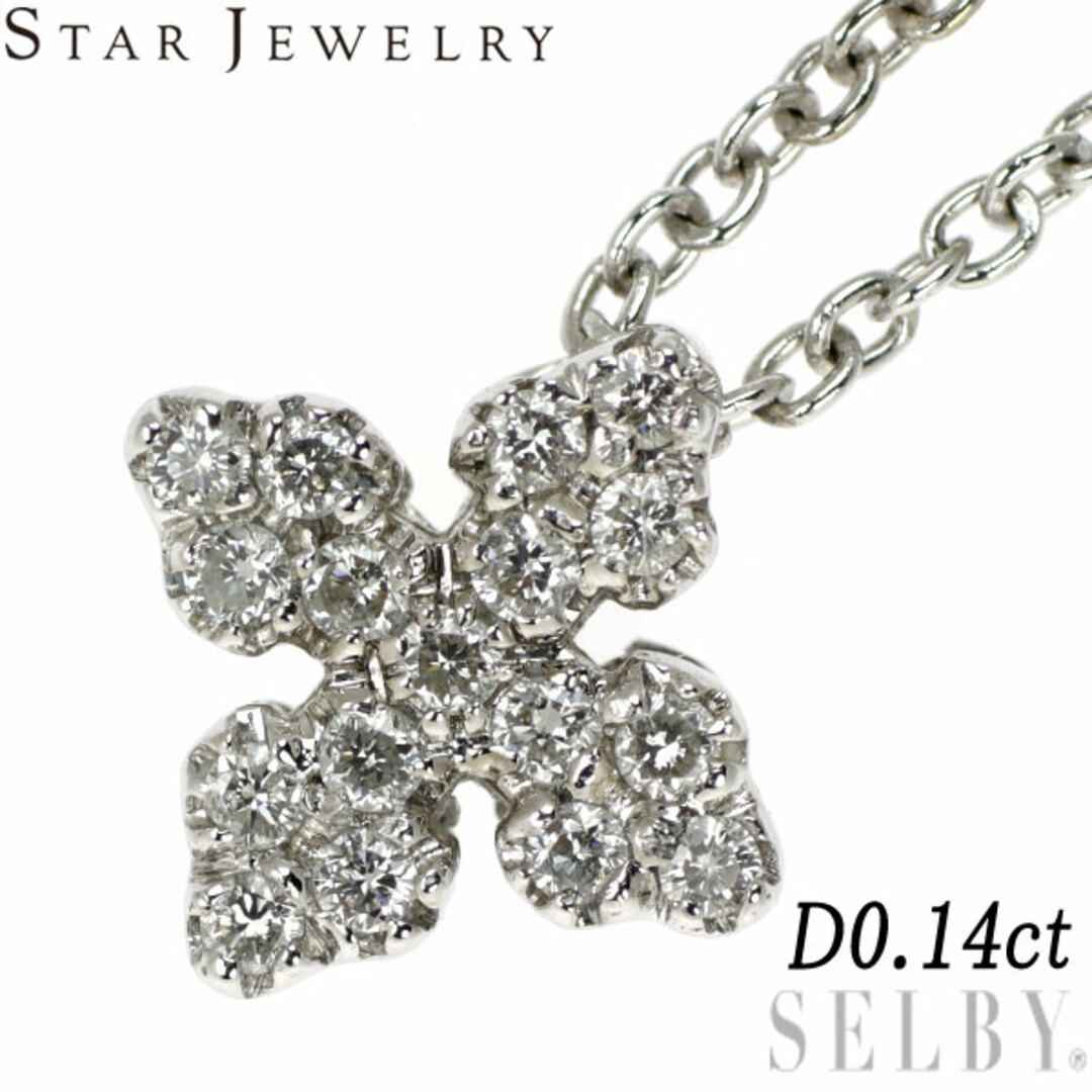 STAR JEWELRY(スタージュエリー)のスタージュエリー K18WG ダイヤモンド ペンダントネックレス 0.14ct クロス レディースのアクセサリー(ネックレス)の商品写真