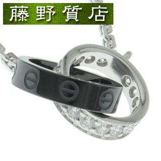 カルティエ(Cartier)の（美品）カルティエ CARTIER ベビーラブ ダイヤ ネックレス K18 WG × ダイヤ × 黒セラミック B7058100 証明書 ペンダント LOVE 8661(ネックレス)