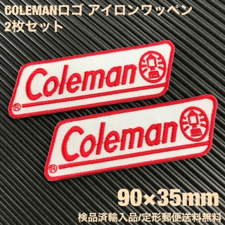 コールマン(Coleman)のコールマン COLEMAN ロゴ 白×赤 アイロンワッペン 2枚セット -6(各種パーツ)