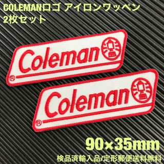 コールマン(Coleman)のコールマン COLEMAN ロゴ 白×赤 アイロンワッペン 2枚セット -7(その他)