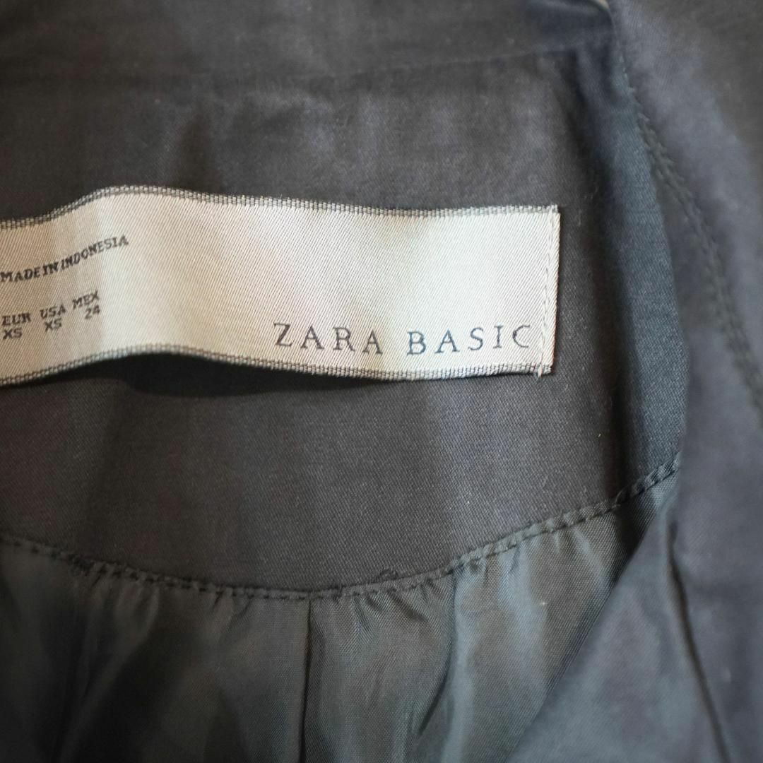ZARA(ザラ)のZARA BASIC コットントレンチコート　黒XS レディースのジャケット/アウター(トレンチコート)の商品写真