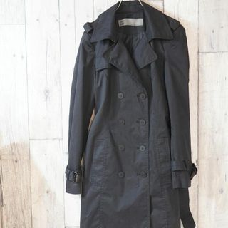 ザラ(ZARA)のZARA BASIC コットントレンチコート　黒XS(トレンチコート)