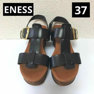 エネス(ENESS)のレディース　サンダル　エネス　黒　革　ENESS 夏　23 23.5(サンダル)