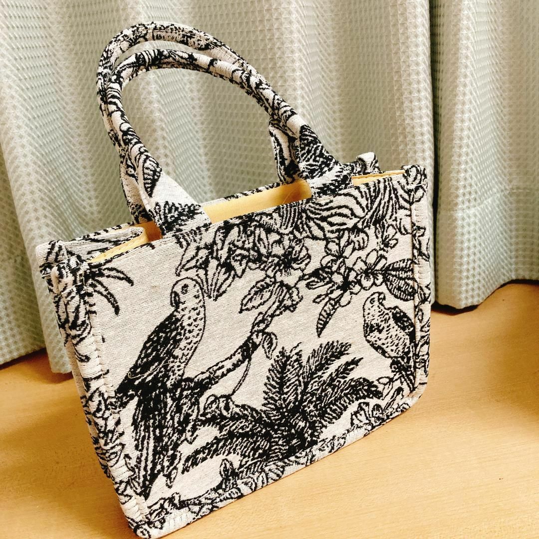 レディース ジャガード織 ショルダー紐付き トートバッグ ミニバッグ