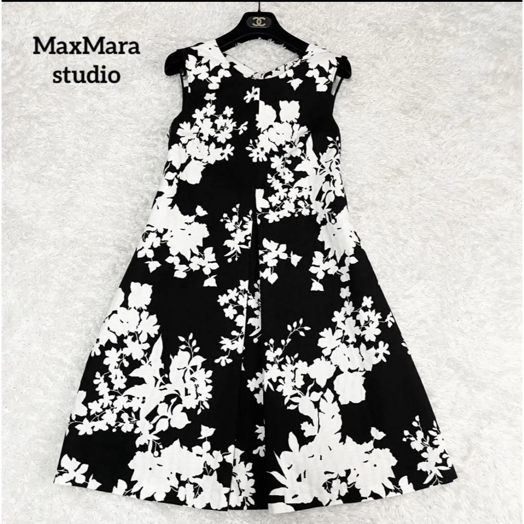 ワンピースMaxMara studio 赤タグ　ワンピース  プリーツ　リボン