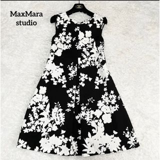 マックスマーラ(Max Mara)のMaxMara studio 赤タグ　ワンピース  プリーツ　リボン(ひざ丈ワンピース)