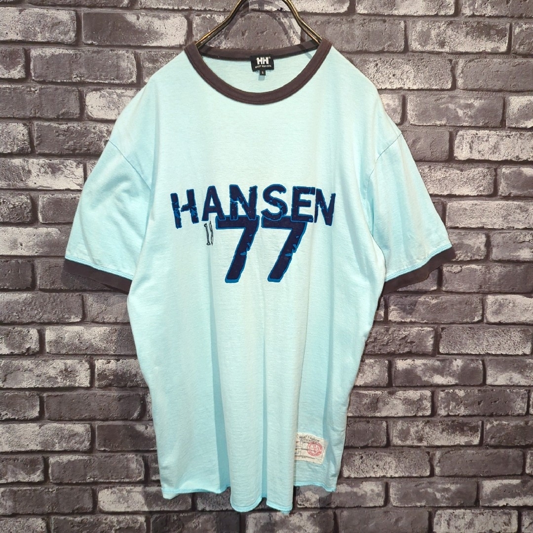 HELLY HANSEN(ヘリーハンセン)の古着/リンガーTシャツHELLY HANSEN　ビッグロゴプリント　半袖シャツ メンズのトップス(Tシャツ/カットソー(半袖/袖なし))の商品写真