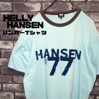 ヘリーハンセン(HELLY HANSEN)の古着/リンガーTシャツHELLY HANSEN　ビッグロゴプリント　半袖シャツ(Tシャツ/カットソー(半袖/袖なし))