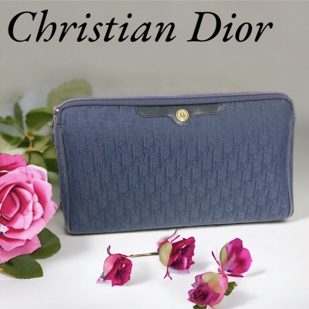 □Christian Dior ディオール□トロッター クラッチバッグ 紺色 www