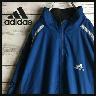 アディダス(adidas)の【ビッグサイズ】アディダス☆ロゴ入りジップブルゾン　ゆるだぼ　ブルー　1058(ブルゾン)