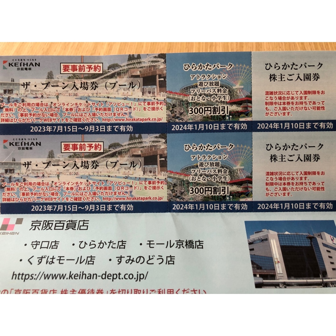 京阪百貨店(ケイハンヒャッカテン)の枚方パーク入場券 チケットの施設利用券(遊園地/テーマパーク)の商品写真