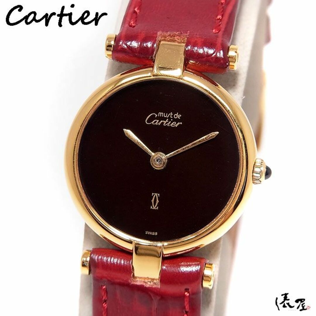 【仕上済】カルティエ マストヴァンドーム SM 黒文字盤 美品 レディース ヴィンテージ Cartier 時計 腕時計 【送料無料】