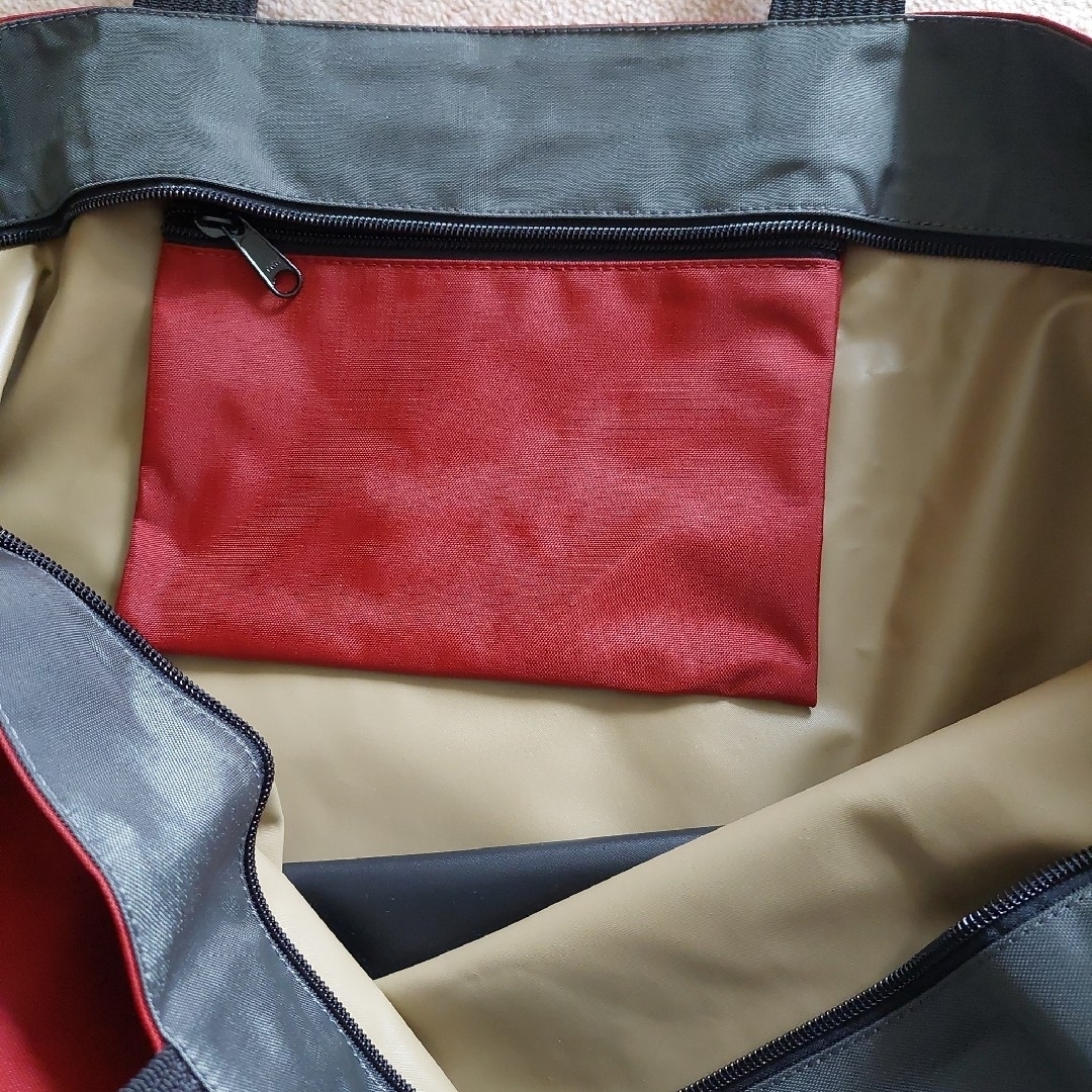 Herve Chapelier(エルベシャプリエ)のエルベシャプリエ  XL  レッド&グレー レディースのバッグ(トートバッグ)の商品写真