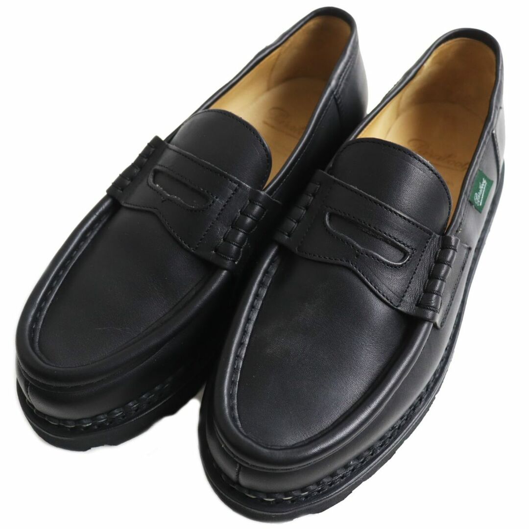 約28cmワイズ幅未使用品●Paraboot パラブーツ REIMS/ランス 099412 Noire-Lis Noir/リスレザー コインローファー/ペニーシューズ ブラック 7 仏製 箱付き